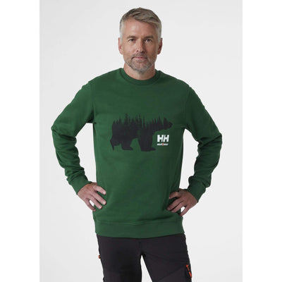 Helly Hansen HH Workwear Graphic Sweatshirt Green 3 On Body 1#colour_green