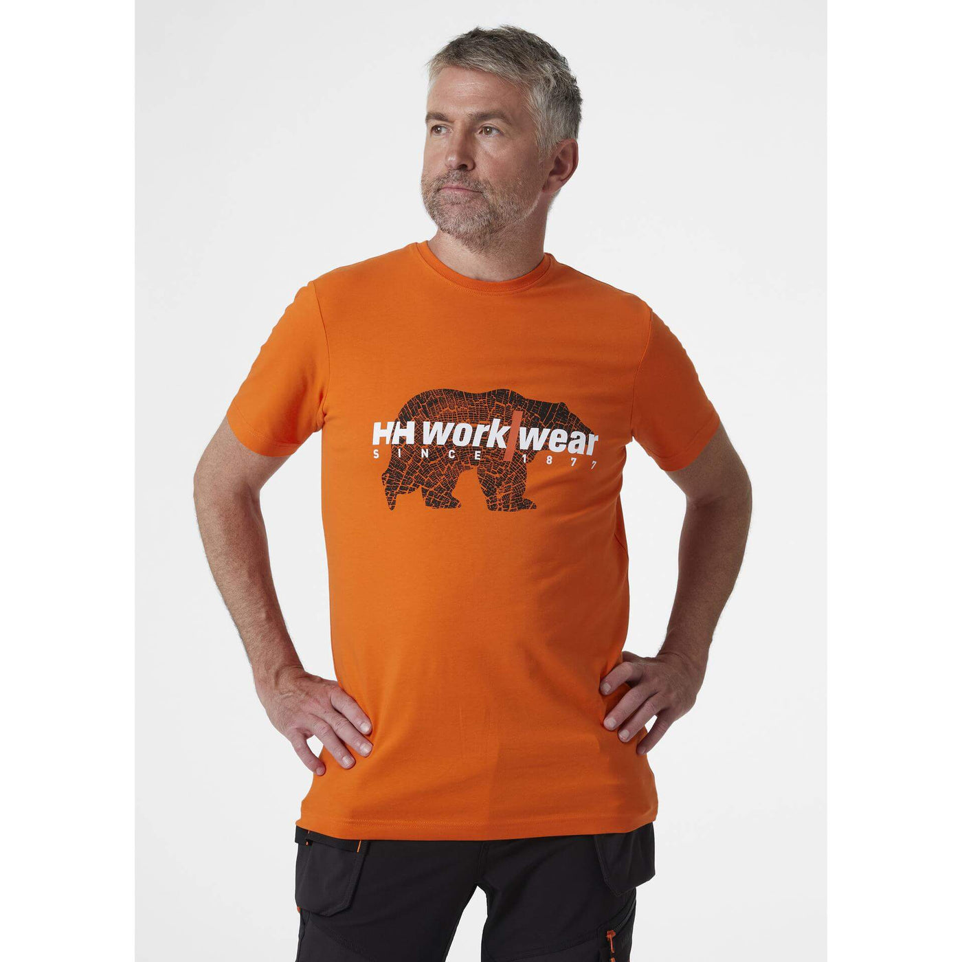 Helly Hansen HH Workwear Graphic T-Shirt Dark Orange 3 On Body 1#colour_dark-orange