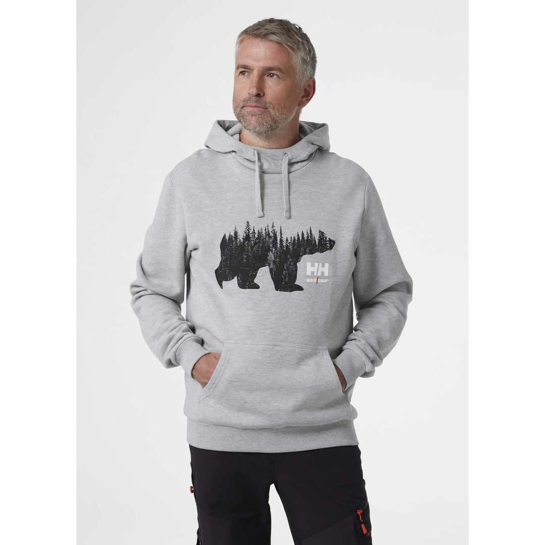 Helly Hansen HHH Workwear Graphic Hoodie Light Grey Melange 3 On Body 1#colour_light-grey-melange