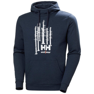 Helly Hansen HHH Workwear Graphic Hoodie Navy Melange 1 Front #colour_navy-melange