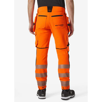 Helly Hansen ICU BRZ Hi-Vis 4-Way-Stretch Construction Trousers Class 2 Orange/Ebony OnBody 2#colour_orange-ebony