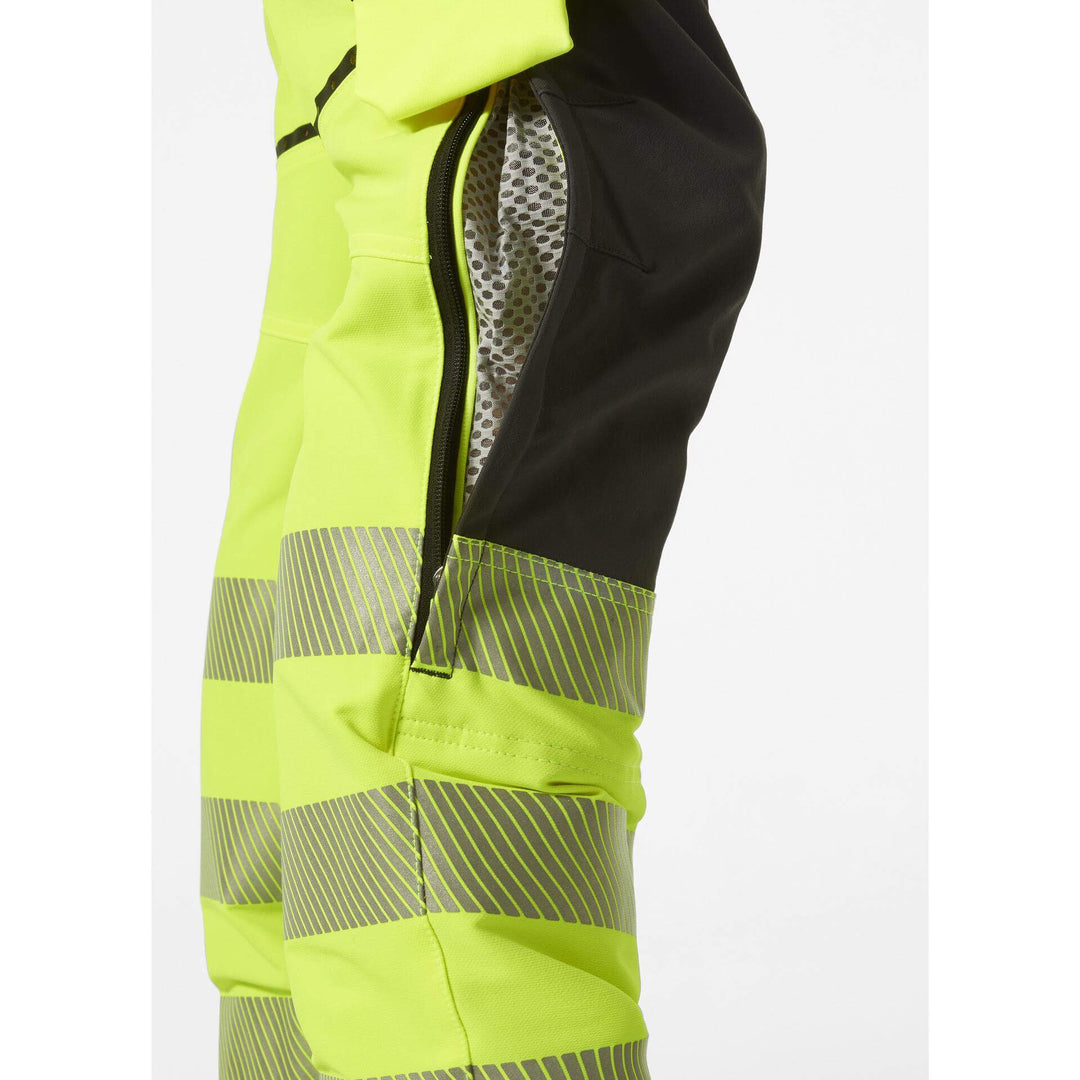 Helly Hansen ICU BRZ Hi-Vis 4-Way-Stretch Construction Trousers Class 2 Yellow/Ebony Feature 1#colour_yellow-ebony