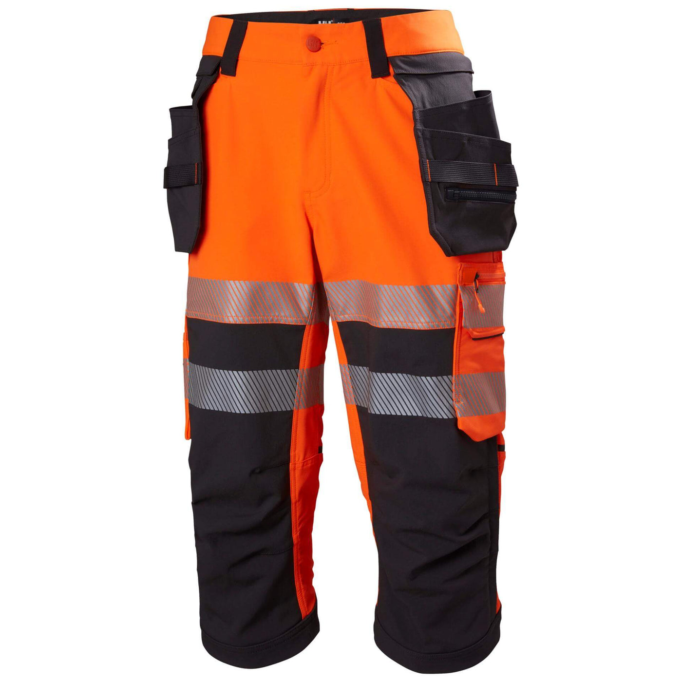 Helly Hansen ICU BRZ Hi Vis Construction Stretch Pirate Pants Orange/Ebony 1 Front #colour_orange-ebony