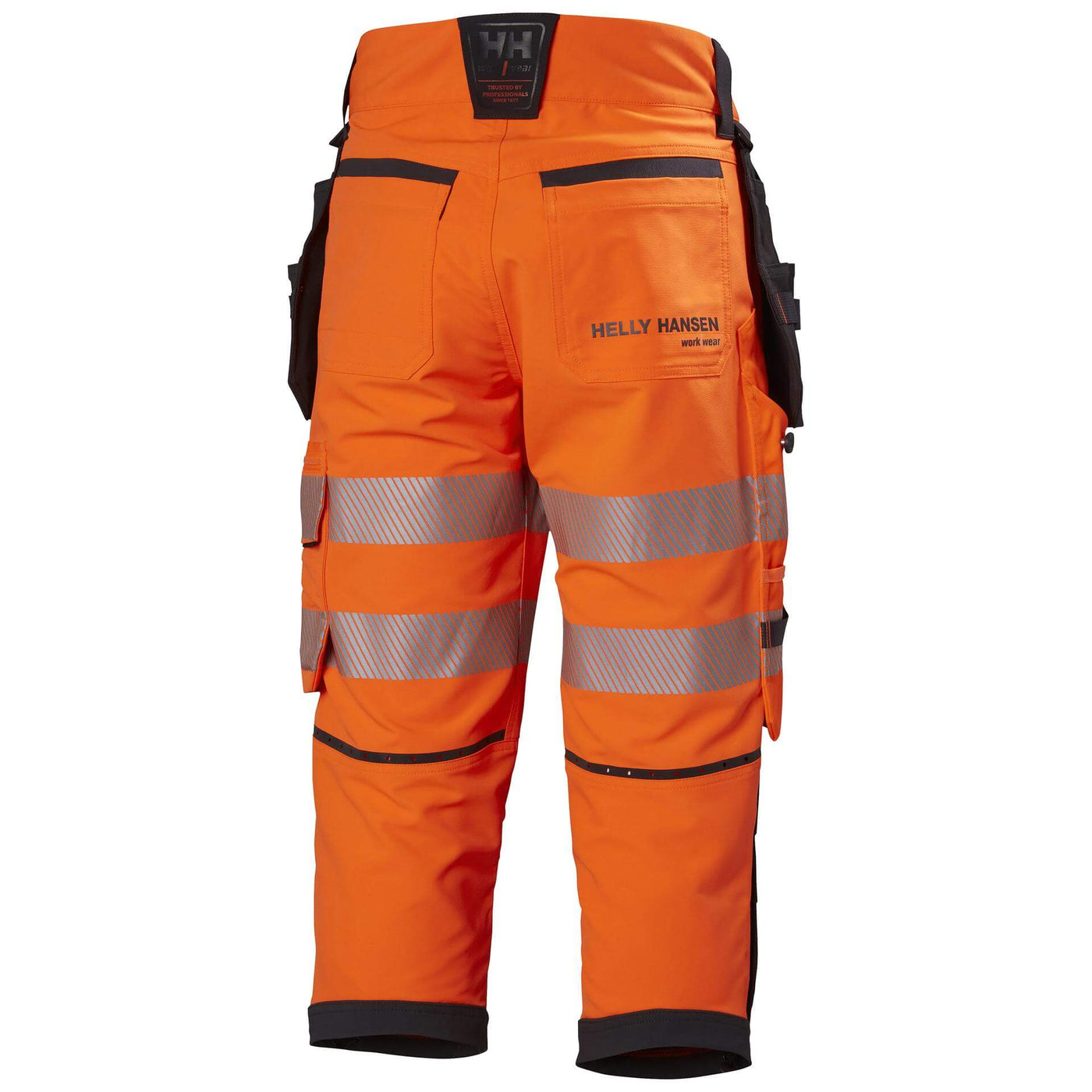 Helly Hansen ICU BRZ Hi Vis Construction Stretch Pirate Pants Orange/Ebony 2 Rear #colour_orange-ebony