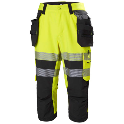 Helly Hansen ICU BRZ Hi Vis Construction Stretch Pirate Pants Yellow/Ebony 1 Front #colour_yellow-ebony