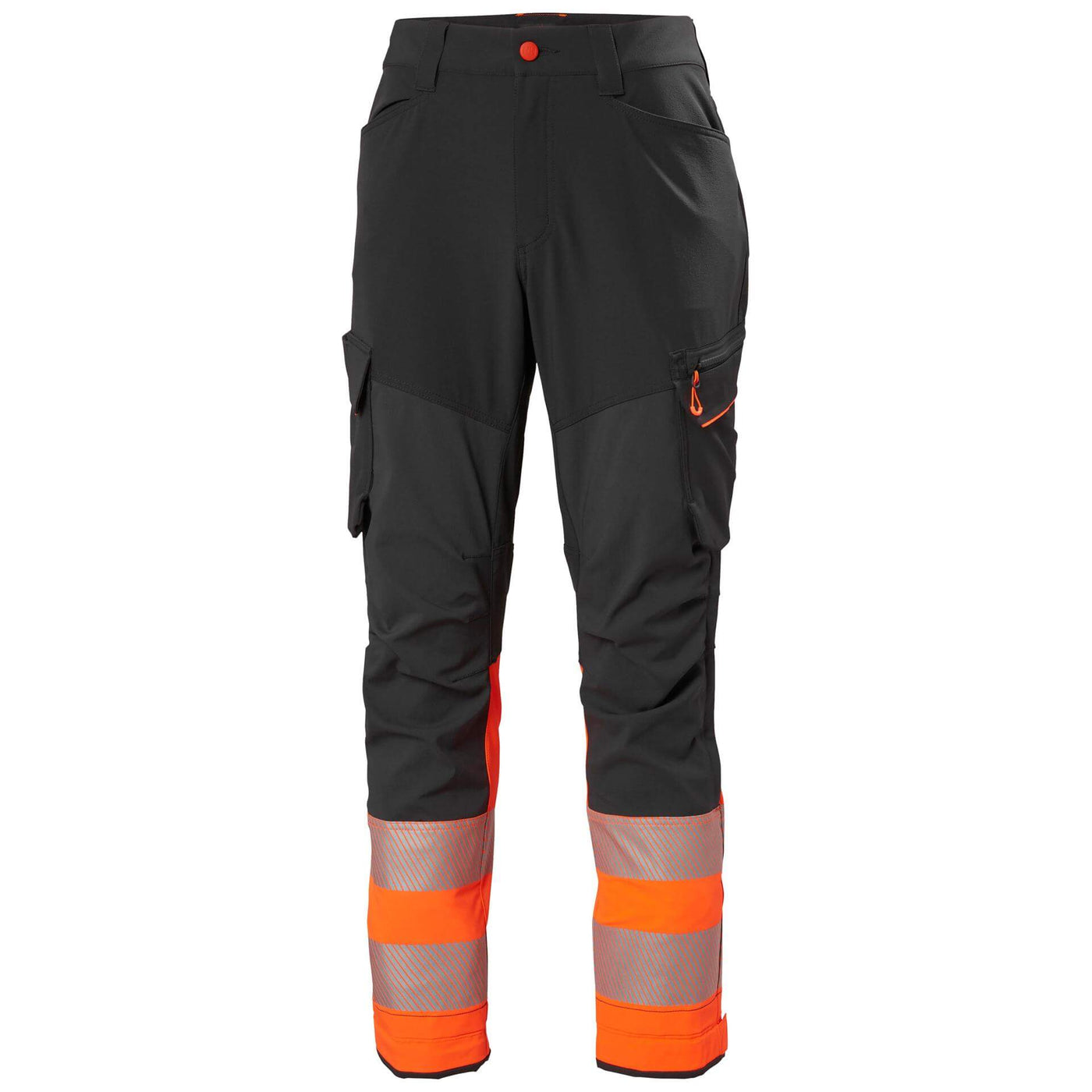 Helly Hansen ICU BRZ Hi Vis Service Work Trousers Class 1 Orange/Ebony 1 Front #colour_orange-ebony