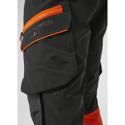 Helly Hansen ICU BRZ Hi Vis Service Work Trousers Class 1 Orange/Ebony 7 Feature 3#colour_orange-ebony