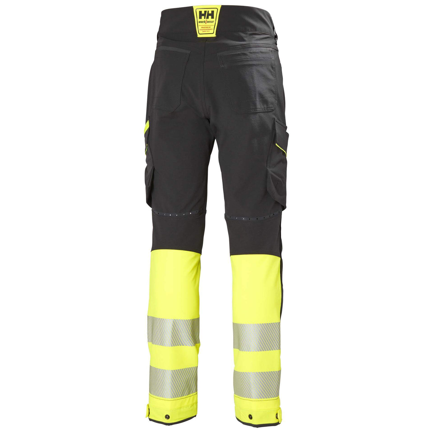 Helly Hansen ICU BRZ Hi Vis Service Work Trousers Class 1 Yellow/Ebony 2 Rear #colour_yellow-ebony