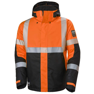 Helly Hansen ICU Hi Vis Insulated Winter Jacket Orange/Ebony 1 Front #colour_orange-ebony