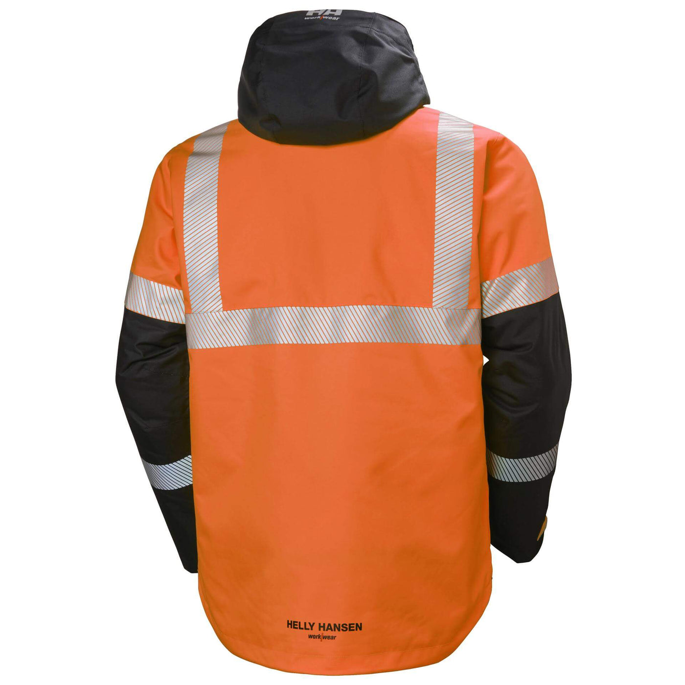 Helly Hansen ICU Hi Vis Insulated Winter Jacket Orange/Ebony 2 Rear #colour_orange-ebony