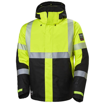 Helly Hansen ICU Hi Vis Insulated Winter Jacket Yellow/Ebony 1 Front #colour_yellow-ebony