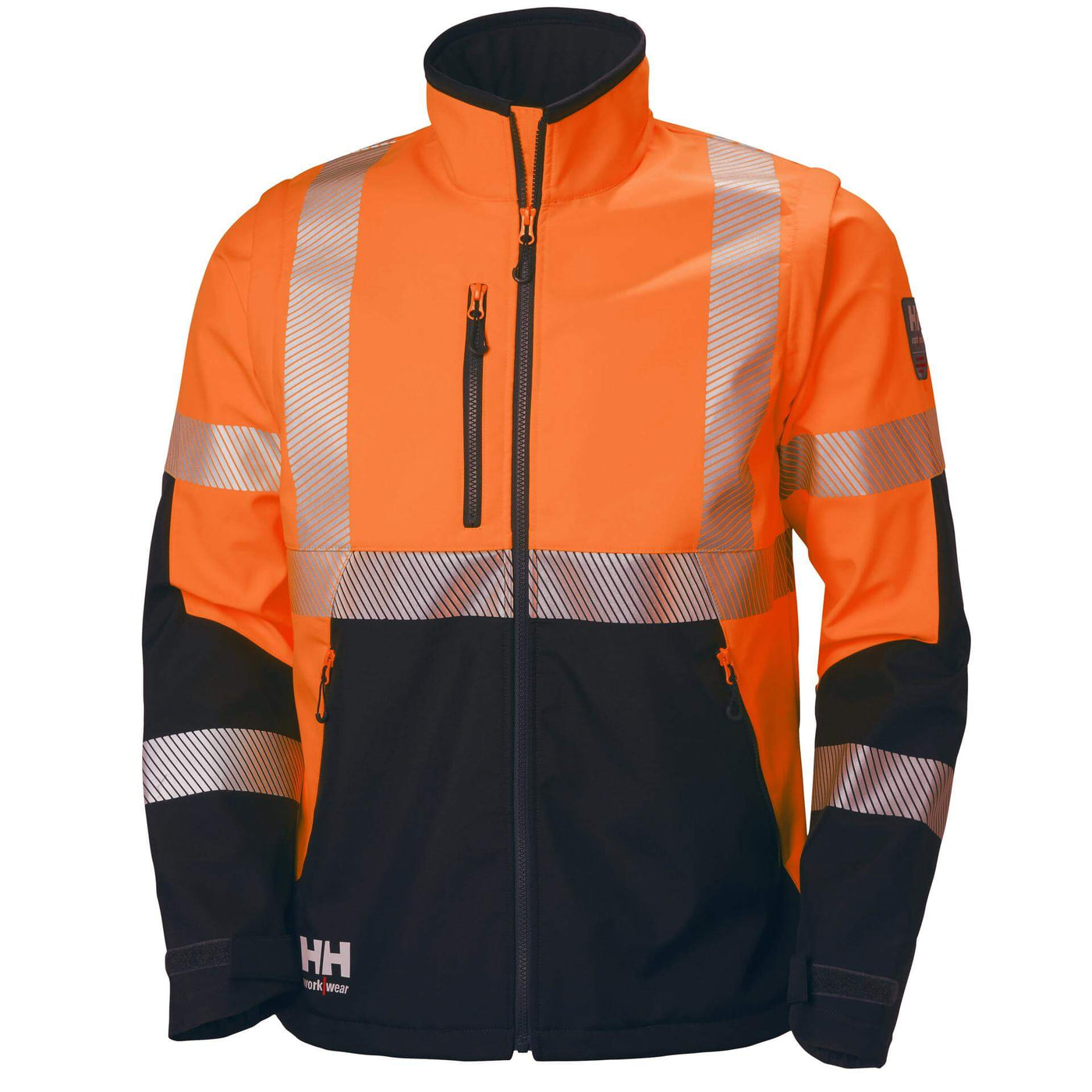 Helly Hansen ICU Hi Vis Softshell Jacket Orange/Ebony 1 Front #colour_orange-ebony