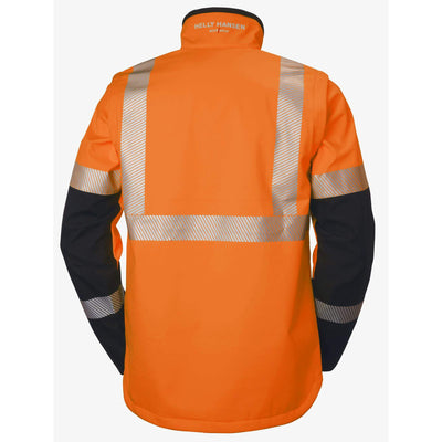 Helly Hansen ICU Hi Vis Softshell Jacket Orange/Ebony 2 Rear #colour_orange-ebony