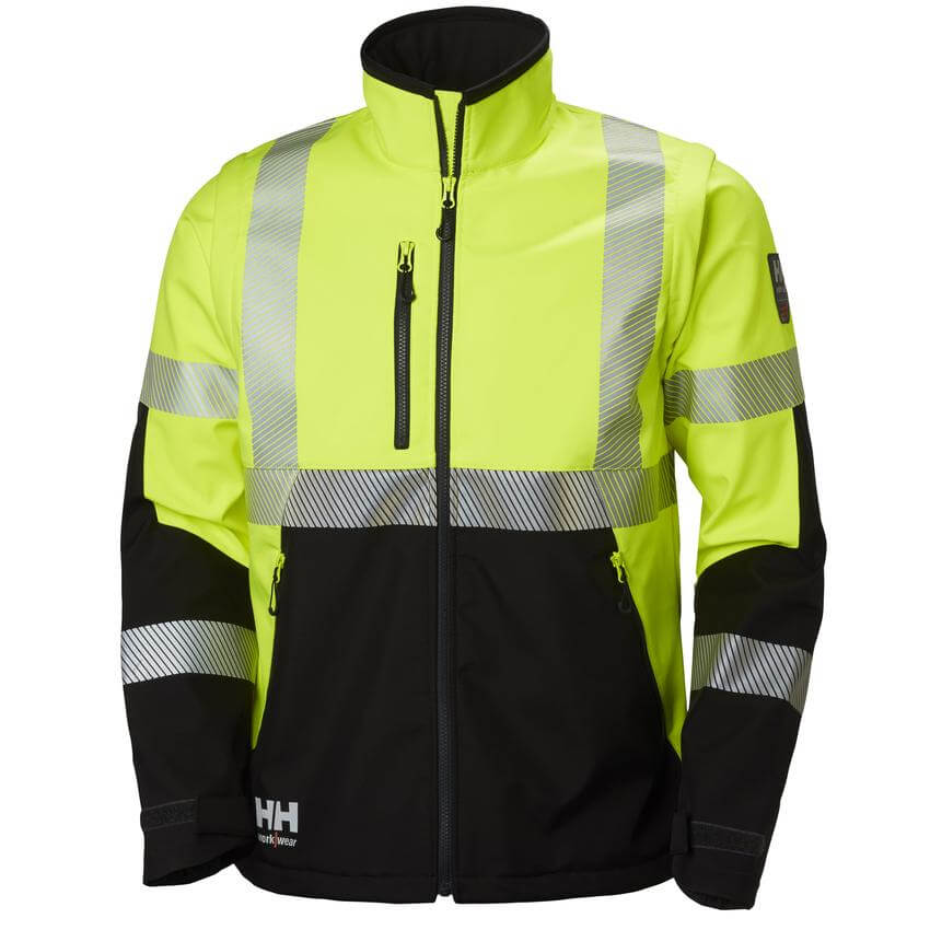 Helly Hansen ICU Hi Vis Softshell Jacket Yellow/Ebony 1 Front #colour_yellow-ebony