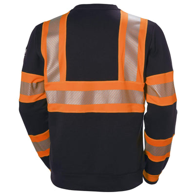 Helly Hansen ICU Hi Vis Sweatshirt Orange/Ebony 2 Rear #colour_orange-ebony