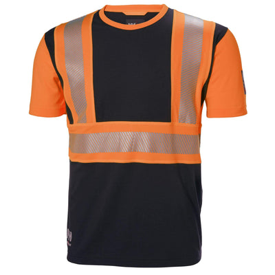 Helly Hansen ICU Hi Vis T-Shirt Orange/Ebony 1 Front #colour_orange-ebony