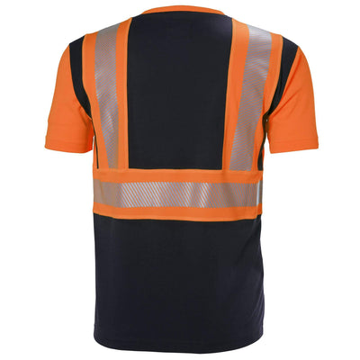Helly Hansen ICU Hi Vis T-Shirt Orange/Ebony 2 Rear #colour_orange-ebony