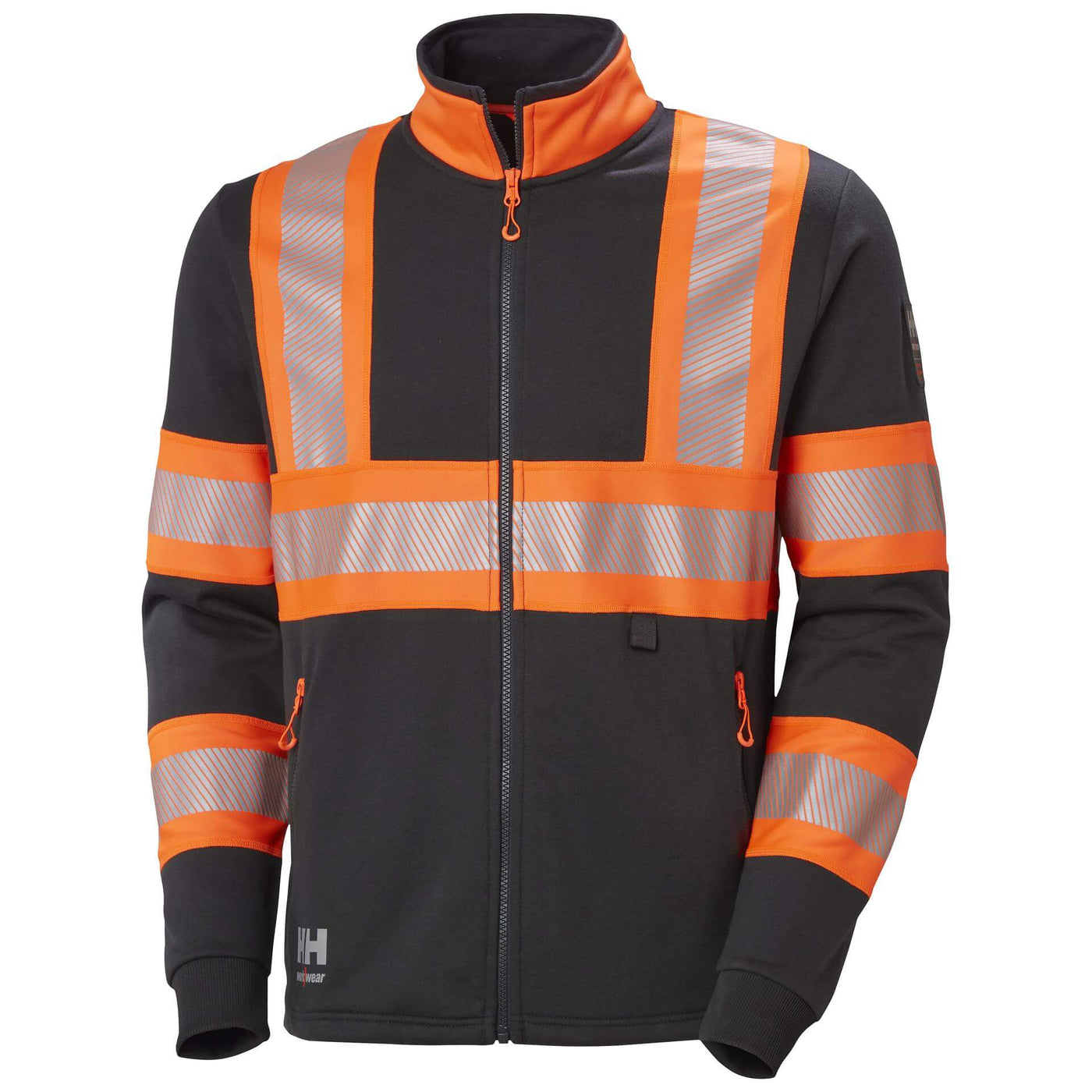 Helly Hansen ICU Hi Vis Zip Sweatshirt Orange/Ebony 1 Front #colour_orange-ebony