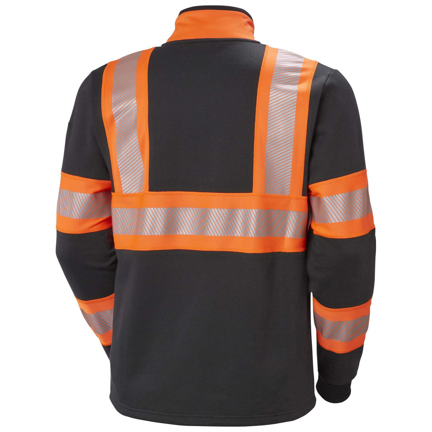 Helly Hansen ICU Hi Vis Zip Sweatshirt Orange/Ebony 2 Rear #colour_orange-ebony