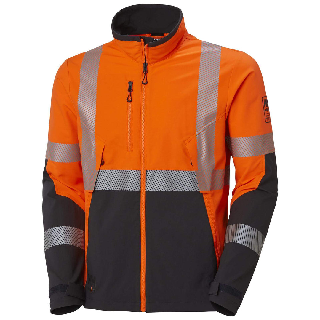 Helly Hansen ICU Hi Viz BRZ Jacket Orange/Ebony 1 Front #colour_orange-ebony