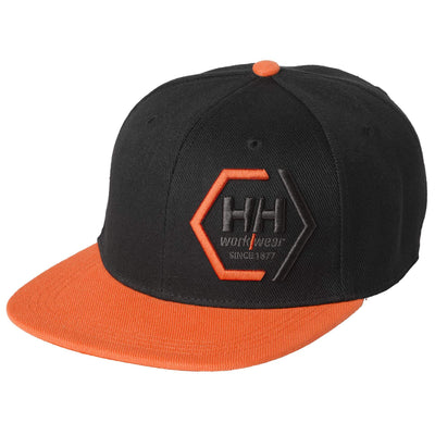 Helly Hansen Kensington Flat Brim Cap Black/Dark Orange Front#colour_black-dark-orange