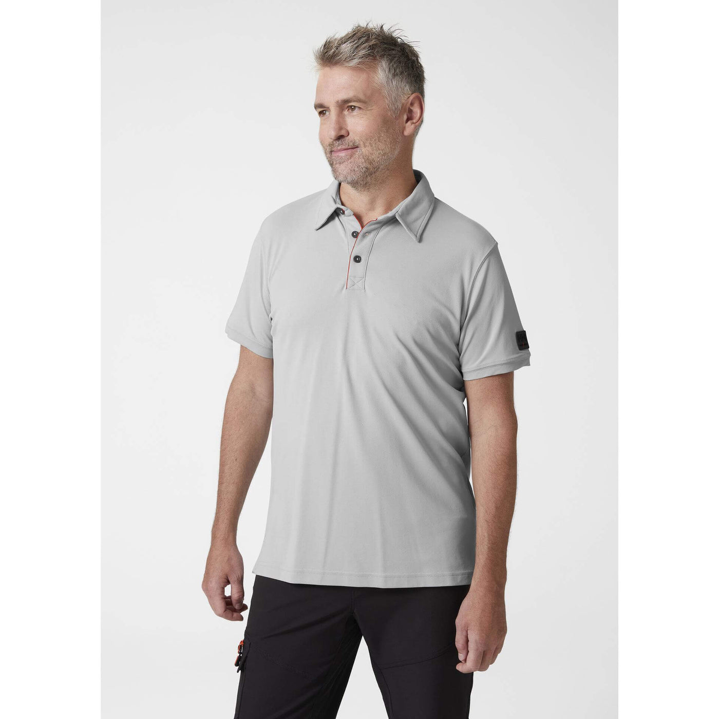 Helly Hansen Kensington Tech Polo Shirt Mid Grey 3 On Body 1#colour_mid-grey