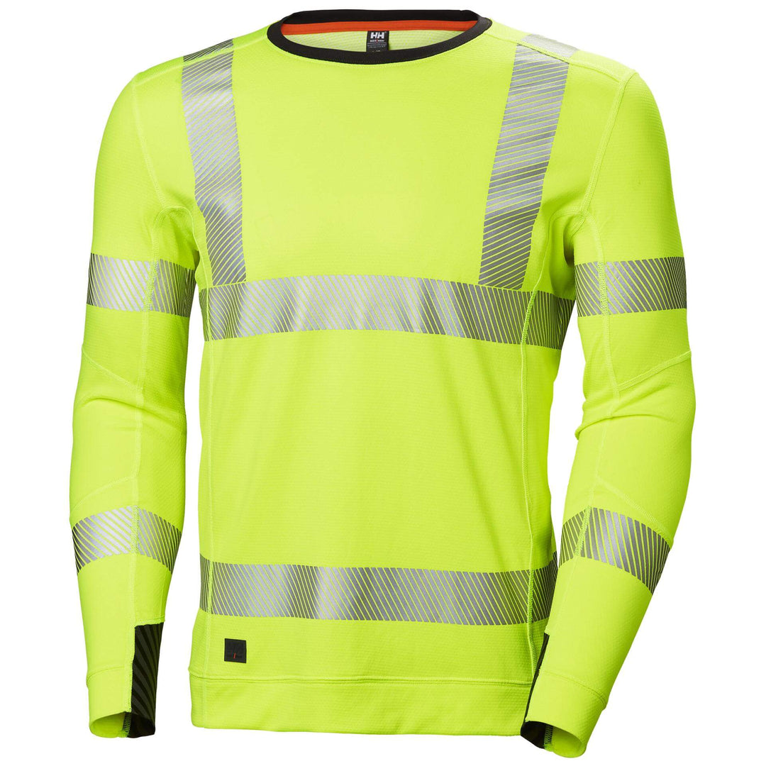 Helly Hansen Lifa Active Hi Vis Base Layer Crewneck Yellow 1 Front #colour_yellow