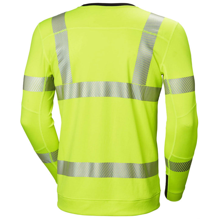 Helly Hansen Lifa Active Hi Vis Base Layer Crewneck Yellow 2 Rear #colour_yellow