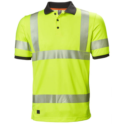Helly Hansen Lifa Active Hi Vis Base Layer Polo Shirt Yellow 1 Front #colour_yellow