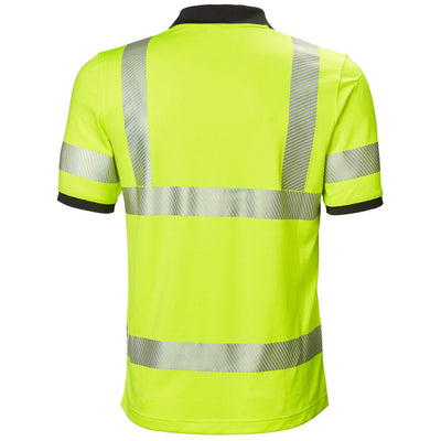 Helly Hansen Lifa Active Hi Vis Base Layer Polo Shirt Yellow 2 Rear #colour_yellow