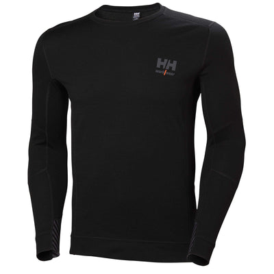 Helly Hansen Lifa Baselayer Merino Crewneck Long Sleeve Shirt Black 1 Front #colour_black