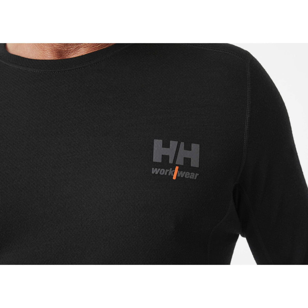 Helly Hansen Lifa Baselayer Merino Crewneck Long Sleeve Shirt Black 5 Feature 1#colour_black