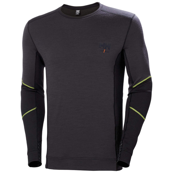 Helly Hansen Lifa Baselayer Merino Crewneck Long Sleeve Shirt Black/Ebony 1 Front #colour_black-ebony