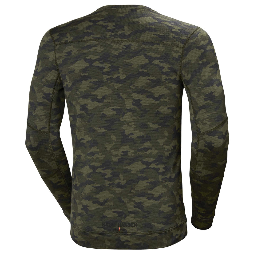 Helly Hansen Lifa Baselayer Merino Crewneck Long Sleeve Shirt Camo 2 Rear #colour_camo