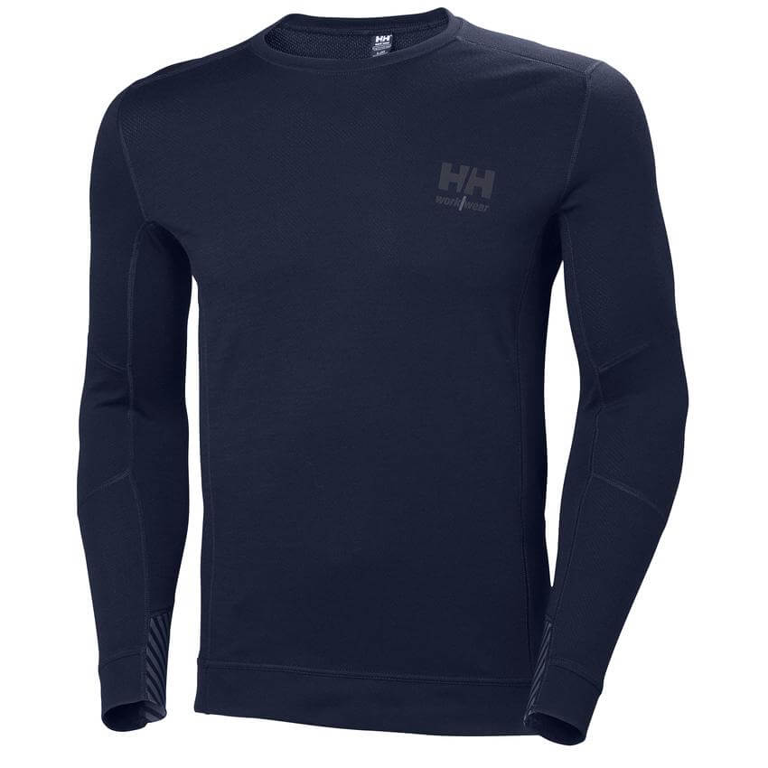Helly Hansen Lifa Baselayer Merino Crewneck Long Sleeve Shirt Navy 1 Front #colour_navy