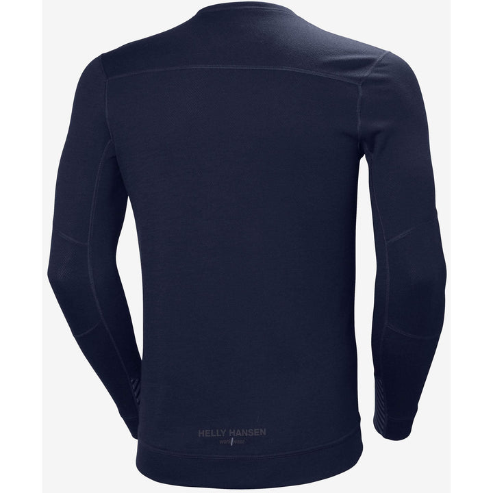 Helly Hansen Lifa Baselayer Merino Crewneck Long Sleeve Shirt Navy 2 Rear #colour_navy