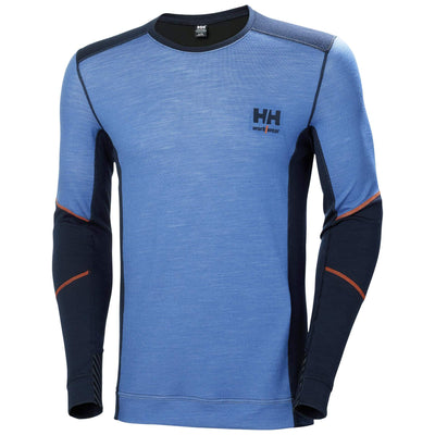 Helly Hansen Lifa Baselayer Merino Crewneck Long Sleeve Shirt Navy/Stone Blue 1 Front #colour_navy-stone-blue