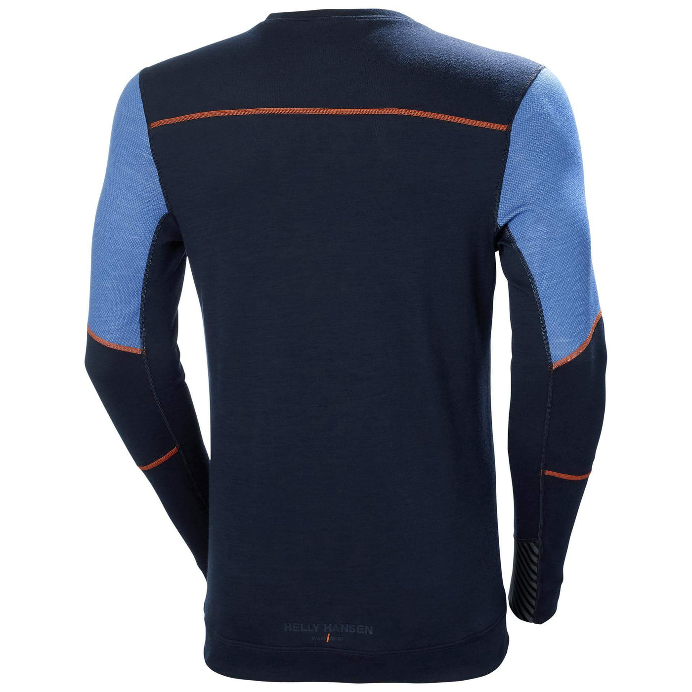Helly Hansen Lifa Baselayer Merino Crewneck Long Sleeve Shirt Navy/Stone Blue 2 Rear #colour_navy-stone-blue