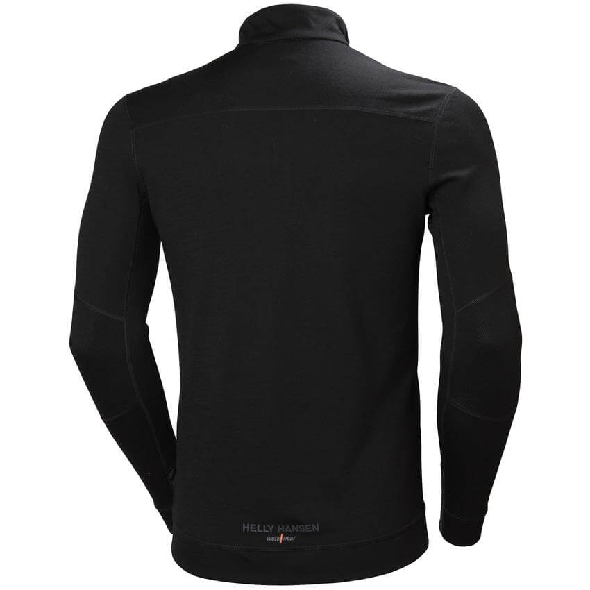 Helly Hansen Lifa Baselayer Merino Half Zip Long Sleeve Shirt Black 2 Rear