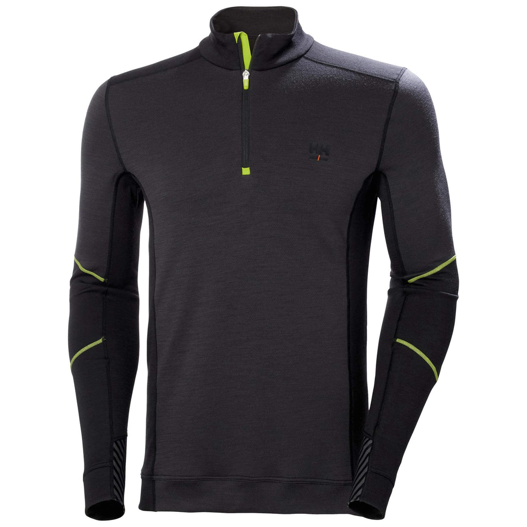 Helly Hansen Lifa Baselayer  Merino Half Zip Long Sleeve Shirt Black/Ebony 1 Front #colour_black-ebony