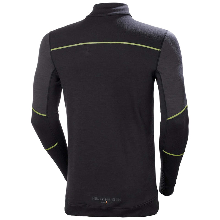 Helly Hansen Lifa Baselayer  Merino Half Zip Long Sleeve Shirt Black/Ebony 2 Rear #colour_black-ebony