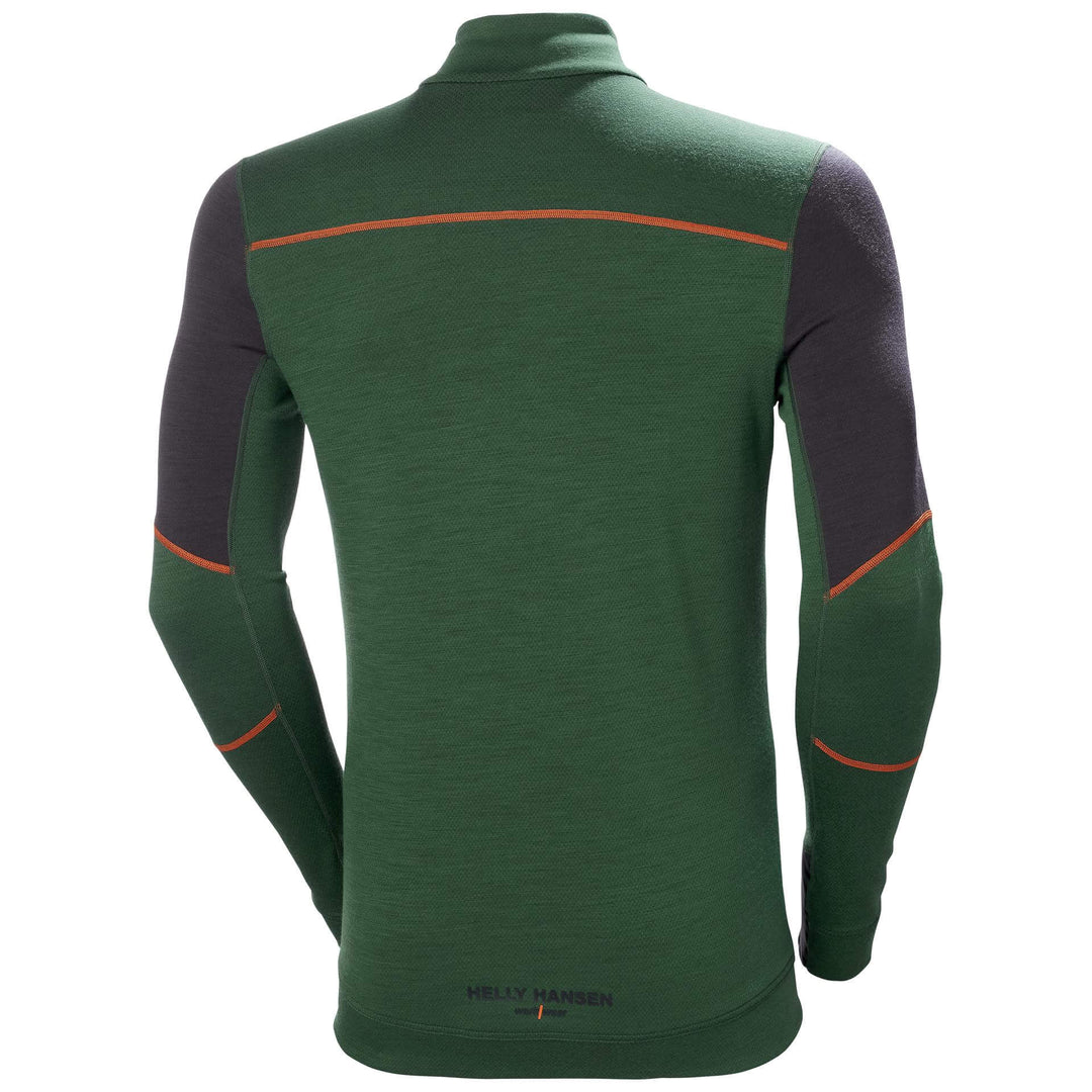 Helly Hansen Lifa Baselayer Merino Half Zip Long Sleeve Shirt Green/Ebony 2 Rear