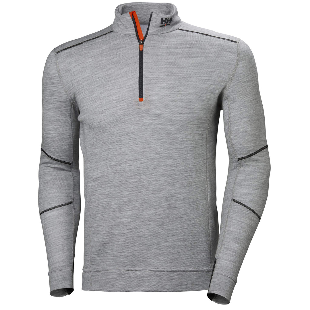 Helly Hansen Lifa Baselayer  Merino Half Zip Long Sleeve Shirt Grey Melange 1 Front #colour_grey-melange