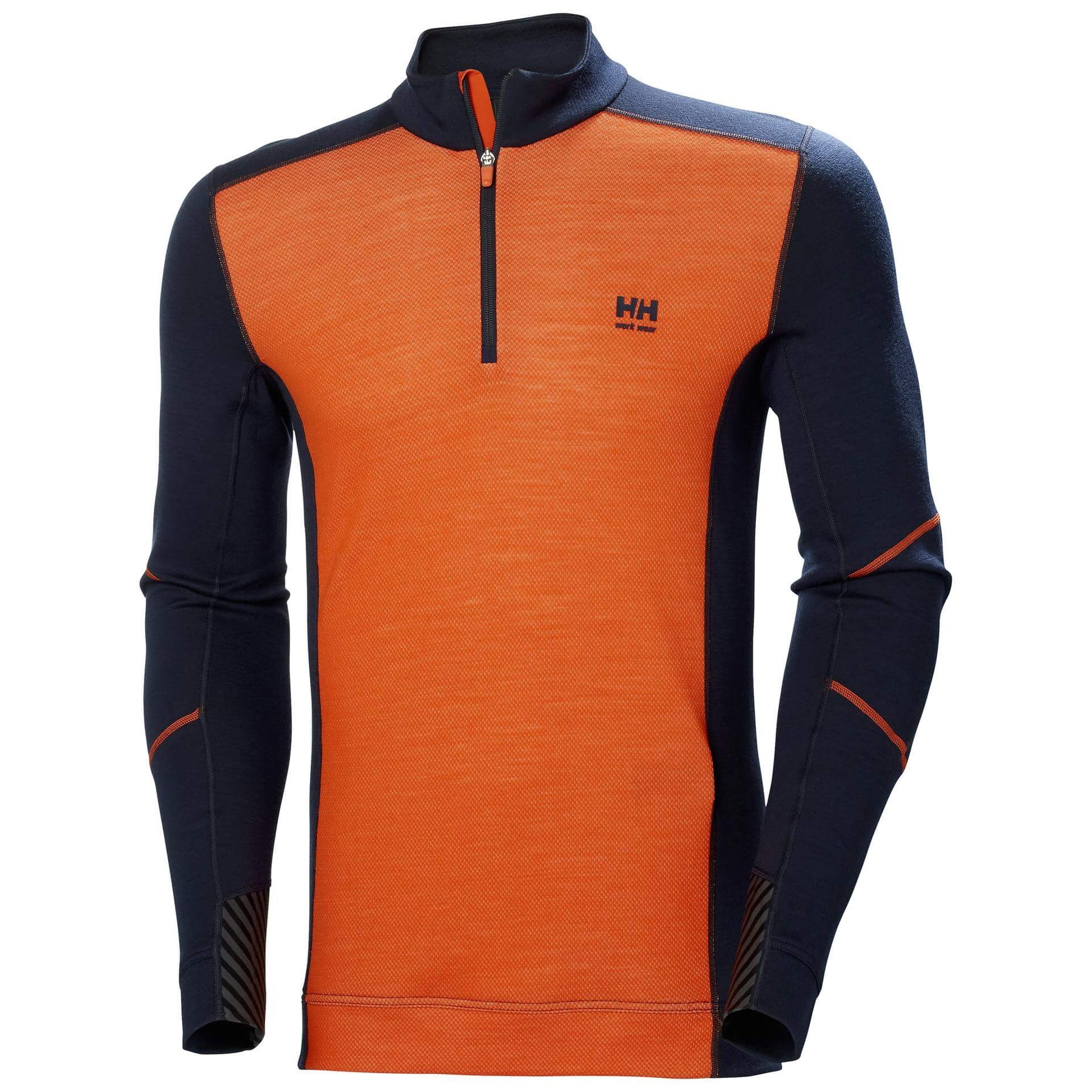 Helly Hansen Lifa Baselayer Merino Half Zip Long Sleeve Shirt Navy/Dark Orange 1 Front