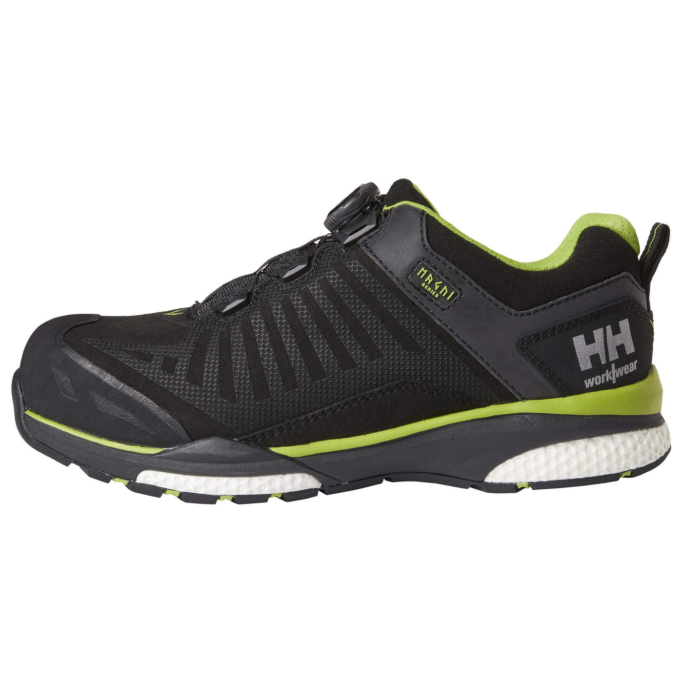 Helly Hansen Magni Boa Waterproof Aluminum Toe Cap Work Safety Shoes Black/Dark Lime 1 Front #colour_black-dark-lime
