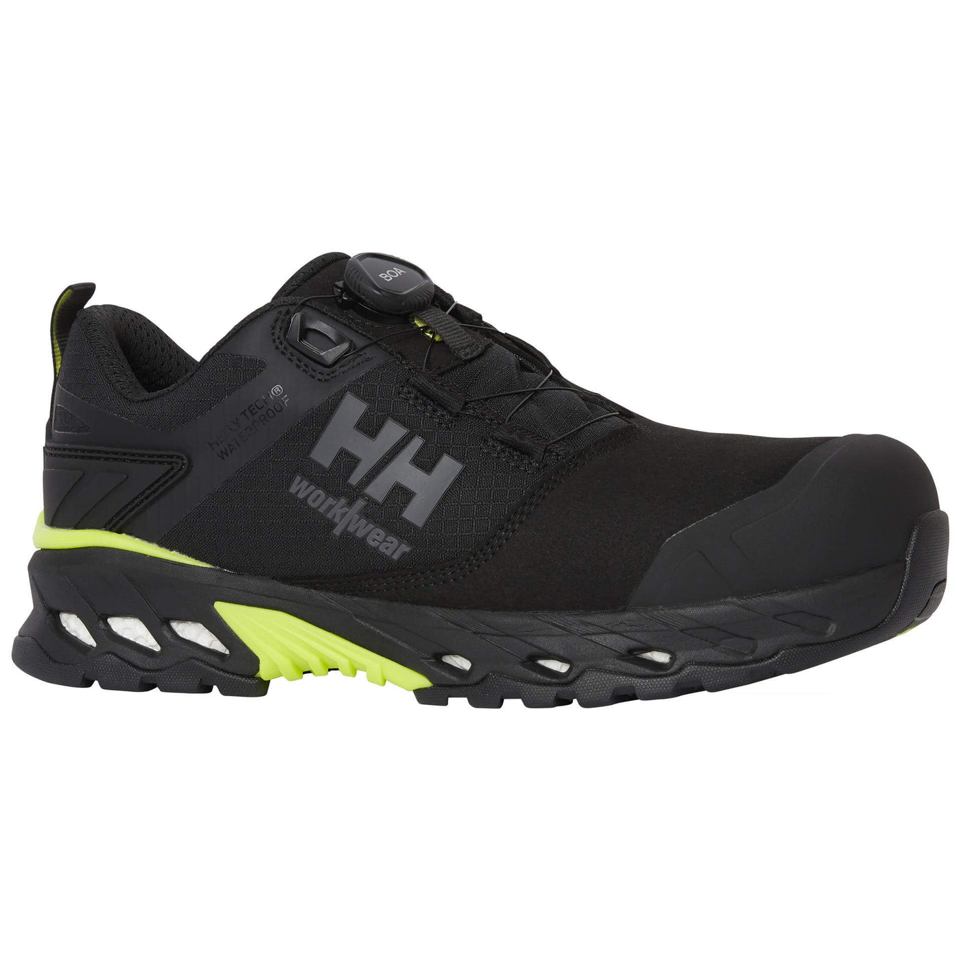 Helly Hansen Magni Evolution Low BOA S7L HT Wide Fit Composite Waterproof Safety Shoes Black/Dark Lime Front#colour_black-dark-lime