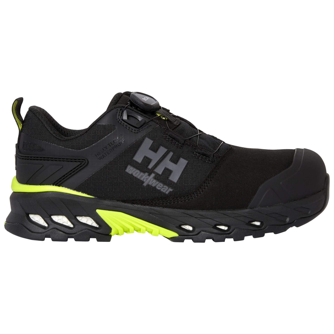Helly Hansen Magni Evolution Low BOA S7L HT Wide Fit Composite Waterproof Safety Shoes Black/Dark Lime Detail 1#colour_black-dark-lime