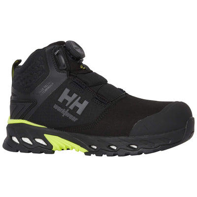 Helly Hansen Magni Evolution Mid BOA S7L HT Wide Fit Composite Waterproof Safety Boots Black/Dark Lime Front#colour_black-dark-lime