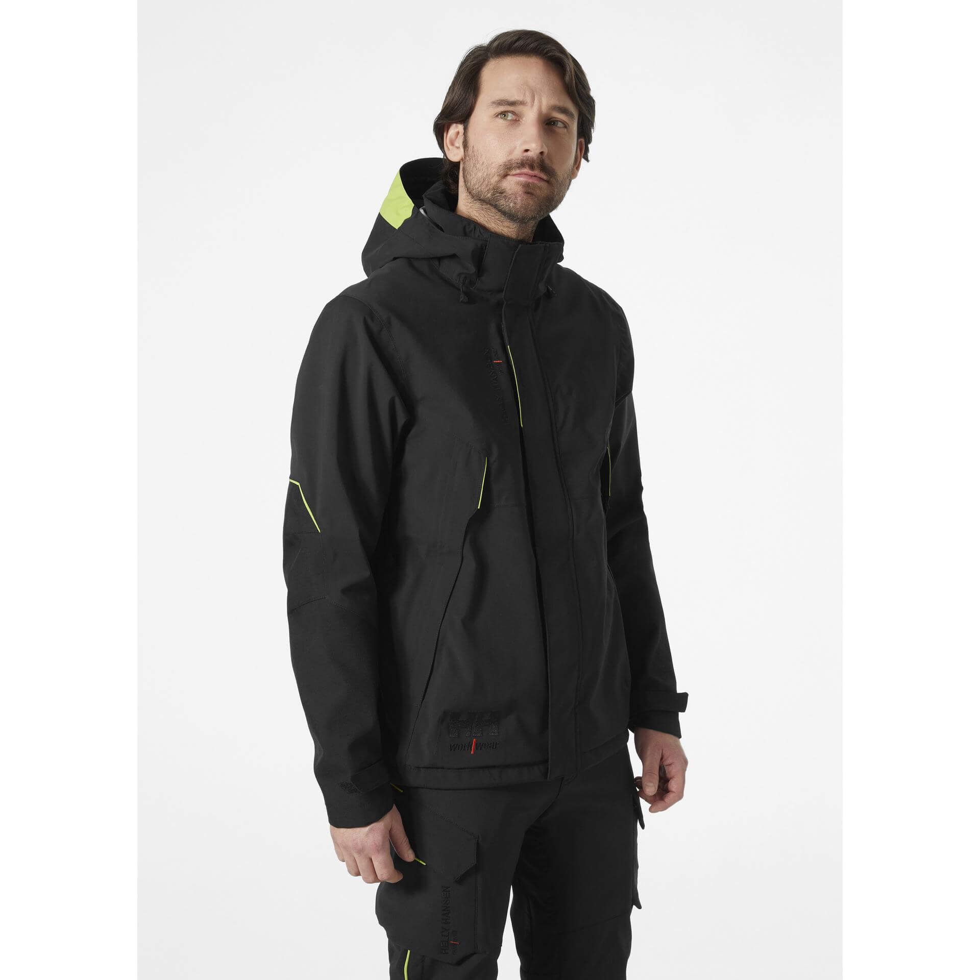 Helly Hansen Magni Evolution Waterproof Shell Jacket Black OnBody 1#colour_black