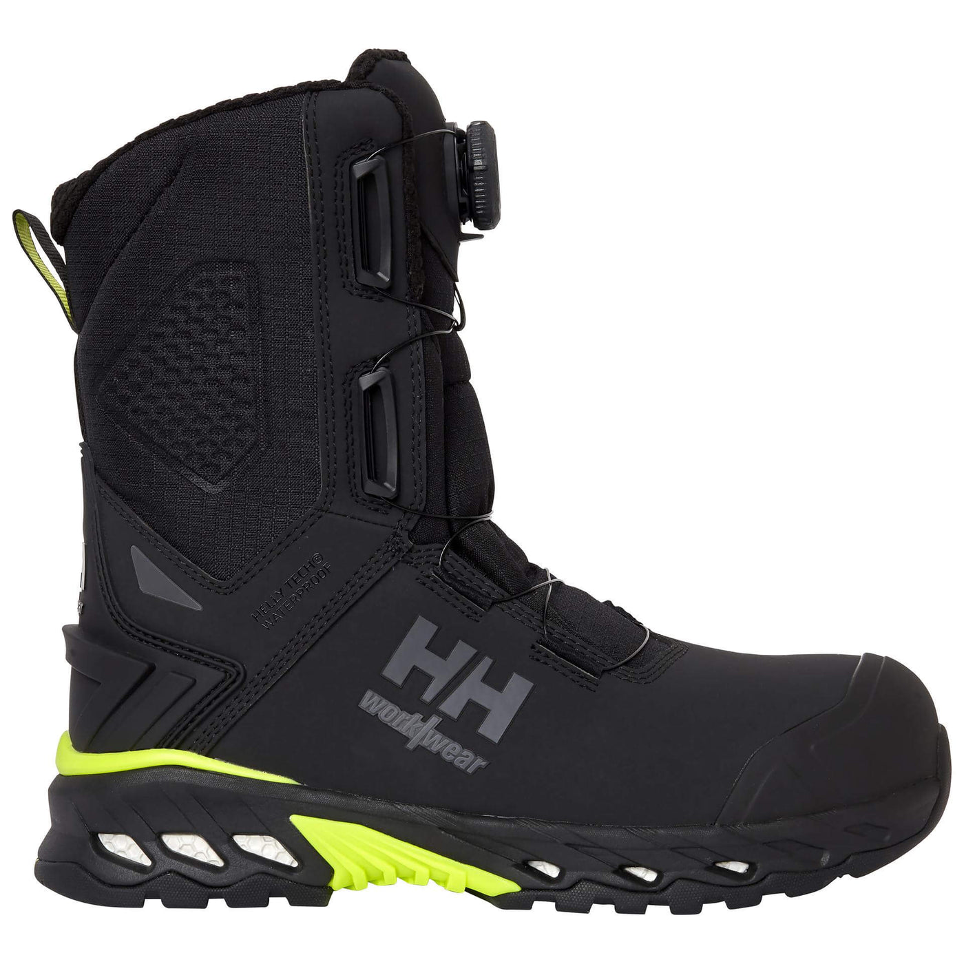 Helly Hansen Magni Evolution Winter Tall BOA S7L HT Wide Fit Composite Waterproof Safety Boots Black/Dark Lime Detail 1#colour_black-dark-lime